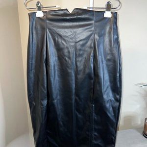 High-Waited Black Faux Leather Skirt